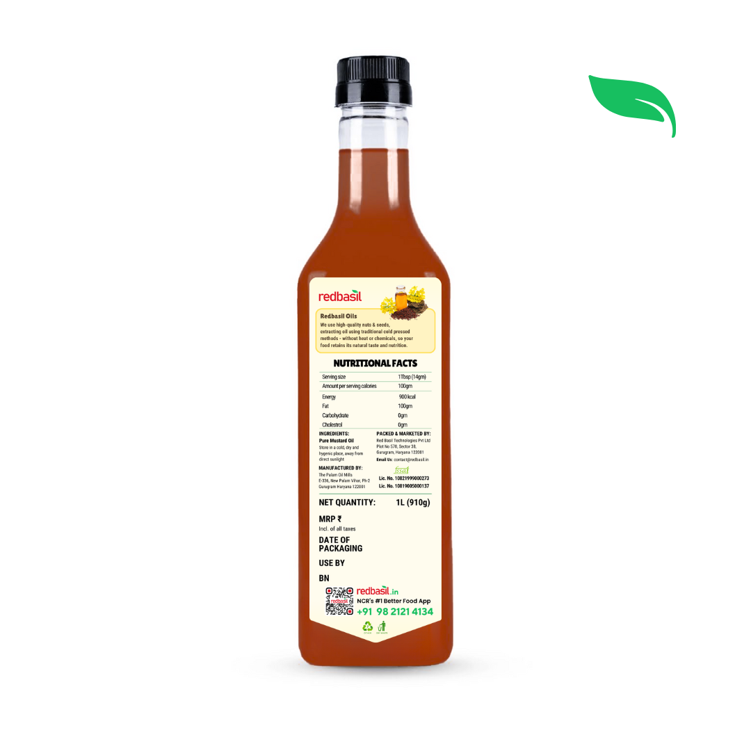 Cold Pressed Black Mustard Oil, 100% Pure & Unrefined - 1L