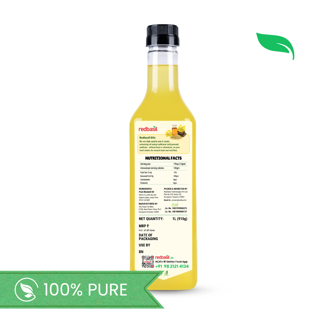 Cold Pressed Yellow Mustard Oil, 100% Pure - 1L