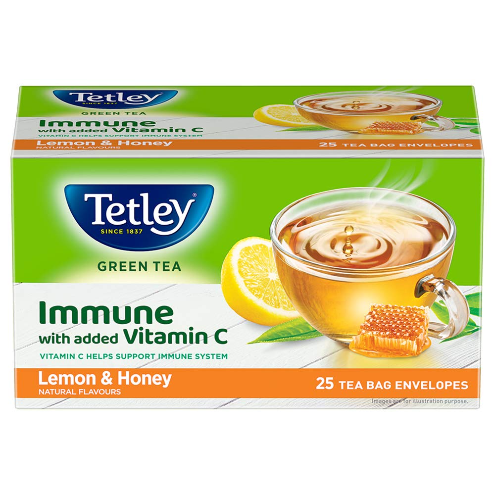 Tetley Green Tea, Lemon and Honey I Tea Bags - 25 Nos