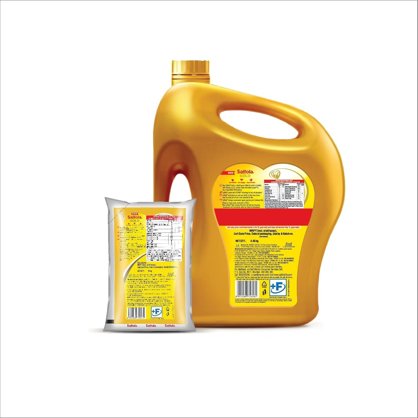 Saffola Gold Refined Cooking Oil - 5L Jar + Free 1L Pouch