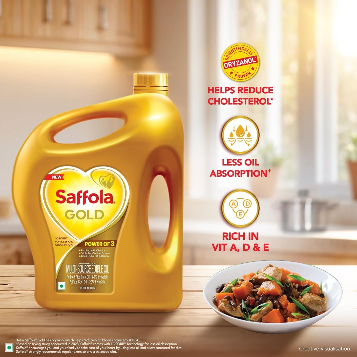 Saffola Gold Refined Cooking Oil - 5L Jar + Free 1L Pouch