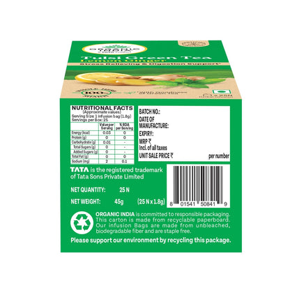 Organic India Tulsi Green Tea, Lemon Ginger I Tea Bags - 25 Nos
