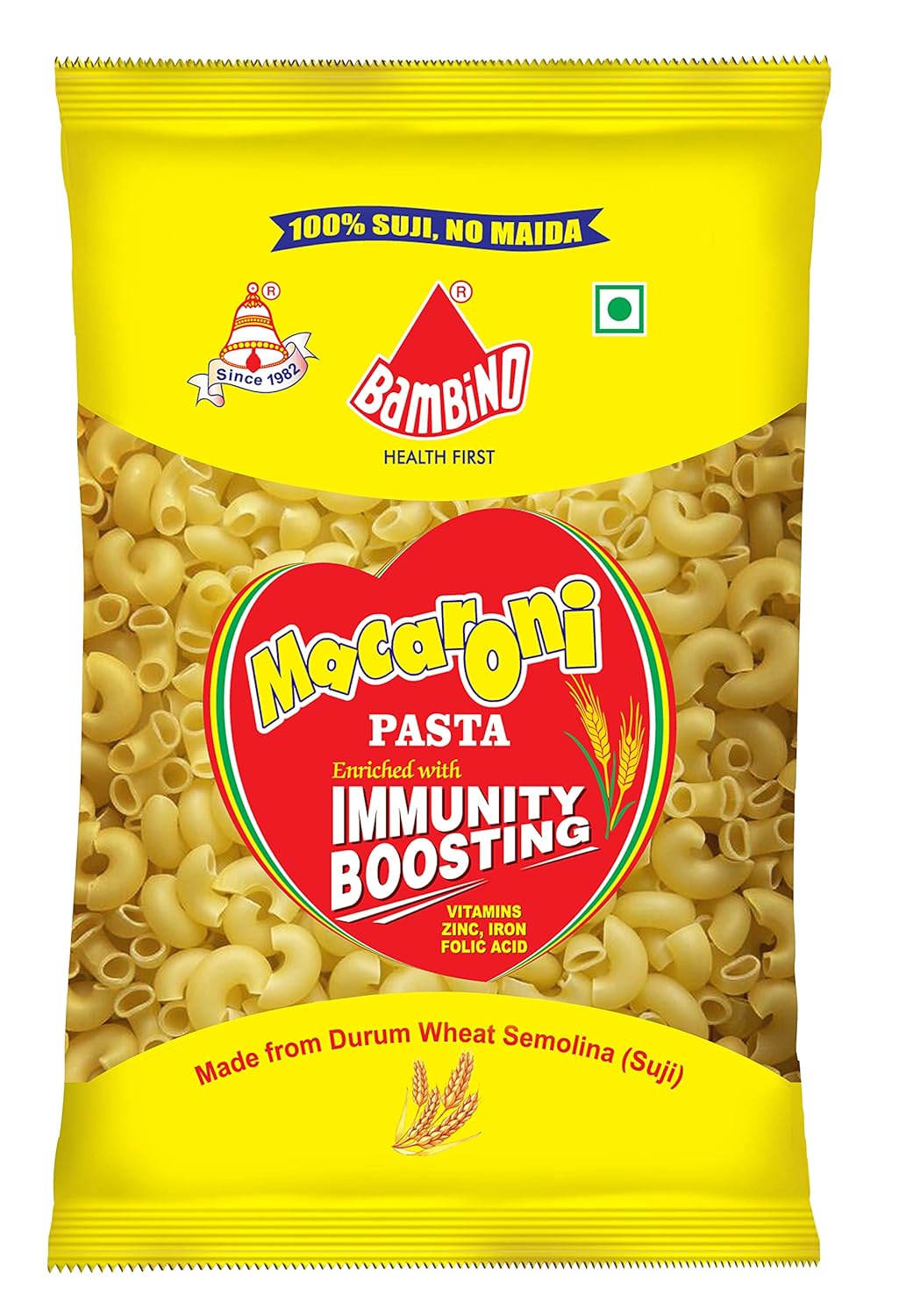 Bambino Macaroni Elbow Pasta - Pure Durum Wheat, No Maida - 850g